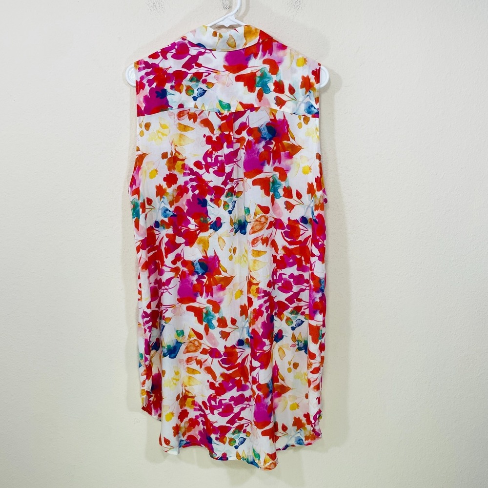 Soft‎ Surroundings Size XL Sleeveless Collared Shirt Dress Rayon Multicolor - Picture 2 of 7